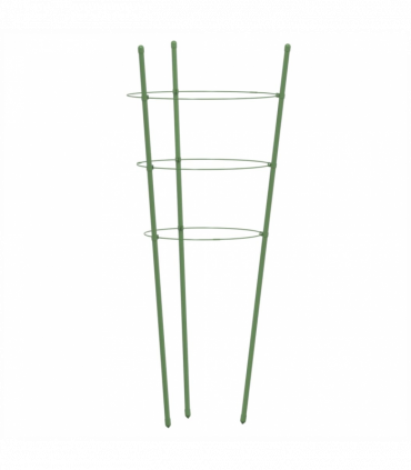 vidaXL Garden Plant Supports with 3 Rings 5 pcs Green 60 cm Steel