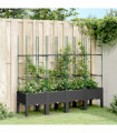 vidaXL Garden Planter with Trellis Black 160x40x142.5 cm PP