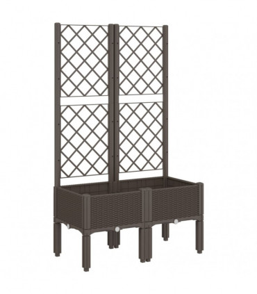 vidaXL Garden Planter with Trellis Brown 80x40x142 cm PP