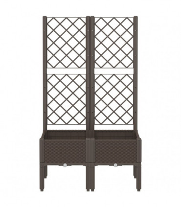 vidaXL Garden Planter with Trellis Brown 80x40x142 cm PP
