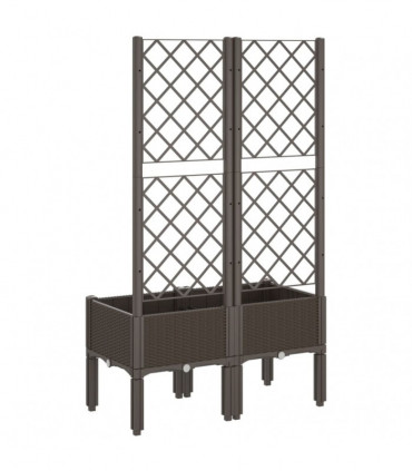 vidaXL Garden Planter with Trellis Brown 80x40x142 cm PP
