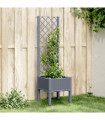 vidaXL Garden Planter with Trellis Grey 40x40x142 cm PP