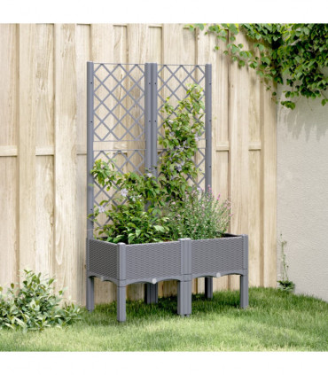 vidaXL Garden Planter with Trellis Grey 80x40x142 cm PP