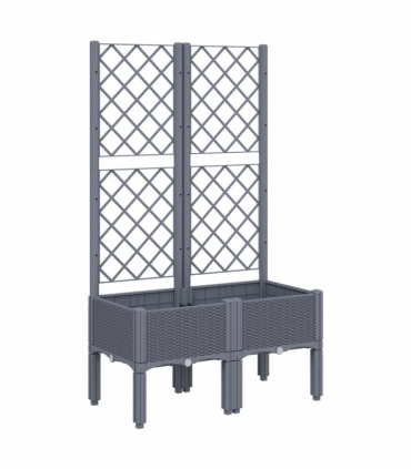 vidaXL Garden Planter with Trellis Grey 80x40x142 cm PP