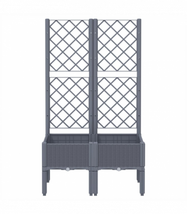 vidaXL Garden Planter with Trellis Grey 80x40x142 cm PP