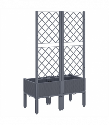 vidaXL Garden Planter with Trellis Grey 80x40x142 cm PP