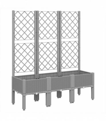 vidaXL Garden Planter with Trellis Light Grey 120x40x142 cm PP