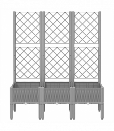vidaXL Garden Planter with Trellis Light Grey 120x40x142 cm PP