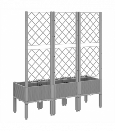 vidaXL Garden Planter with Trellis Light Grey 120x40x142 cm PP