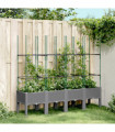 vidaXL Garden Planter with Trellis Light Grey 160x40x142.5 cm PP