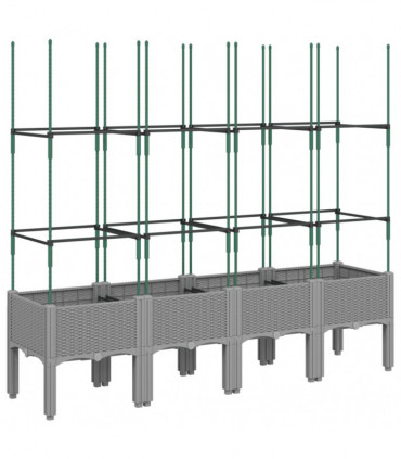 vidaXL Garden Planter with Trellis Light Grey 160x40x142.5 cm PP