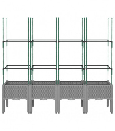 vidaXL Garden Planter with Trellis Light Grey 160x40x142.5 cm PP