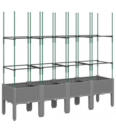 vidaXL Garden Planter with Trellis Light Grey 160x40x142.5 cm PP