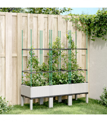 vidaXL Garden Planter with Trellis White 120x40x142.5 cm PP