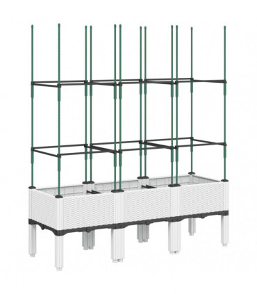 vidaXL Garden Planter with Trellis White 120x40x142.5 cm PP