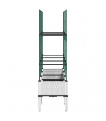 vidaXL Garden Planter with Trellis White 120x40x142.5 cm PP