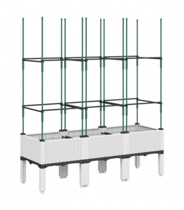 vidaXL Garden Planter with Trellis White 120x40x142.5 cm PP