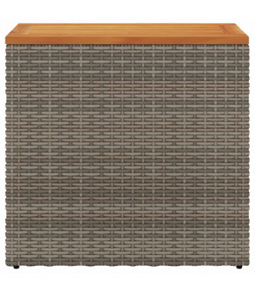 vidaXL Garden Side Table with Wooden Top Grey 58x27.5x55 cm Poly Rattan