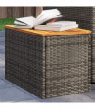 vidaXL Garden Side Tables 2pcs Grey 55x34x37cm Poly Rattan Solid Wood