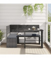 vidaXL Garden Sofa with Table and Cushions L-Shaped Grey Poly Rattan