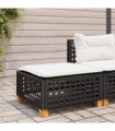 vidaXL Garden Stool with Cushion Black 63.5x56x32 cm Poly Rattan