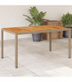 vidaXL Garden Table Beige 150x90x75 cm Poly Rattan Acacia Wood