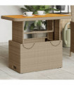 vidaXL Garden Table Beige 90x55x71 cm Poly Rattan and Acacia Wood