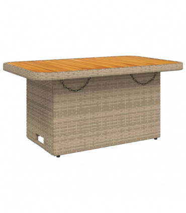 vidaXL Garden Table Beige 90x55x71 cm Poly Rattan and Acacia Wood
