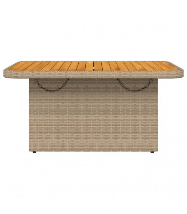vidaXL Garden Table Beige 90x55x71 cm Poly Rattan and Acacia Wood
