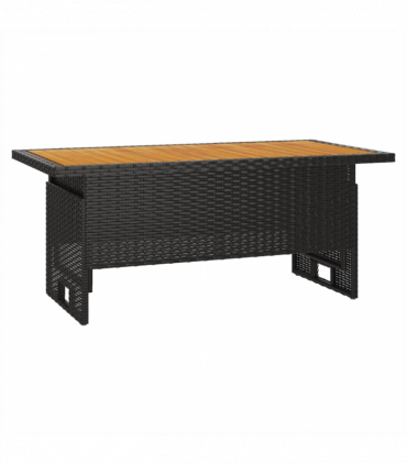 vidaXL Garden Table Black 100x50x43/63 cm Solid Wood Acacia&Poly Rattan
