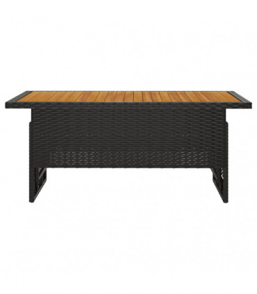 vidaXL Garden Table Black 100x50x43/63 cm Solid Wood Acacia&Poly Rattan