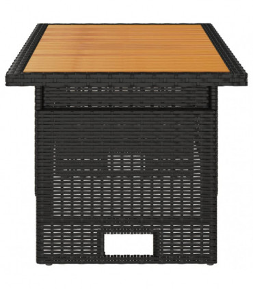 vidaXL Garden Table Black 100x50x43/63 cm Solid Wood Acacia&Poly Rattan