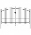 vidaXL Fence Gate Double Door with Spike Top Steel 3x2 m Black