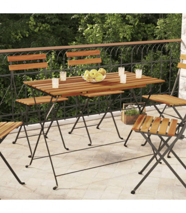 vidaXL Folding Bistro Table 100x54x71 cm Solid Wood Acacia and Steel
