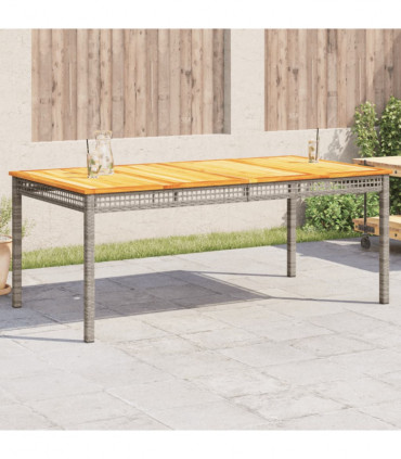 vidaXL Garden Table Grey 180x90x75 cm Poly Rattan Acacia Wood