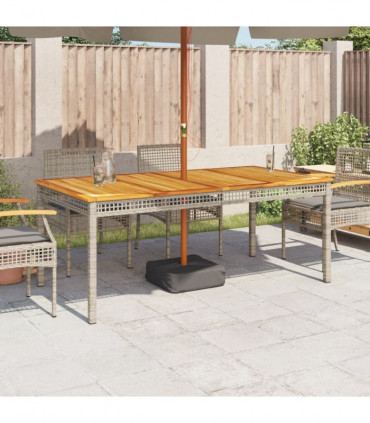 vidaXL Garden Table Grey 180x90x75 cm Poly Rattan Acacia Wood