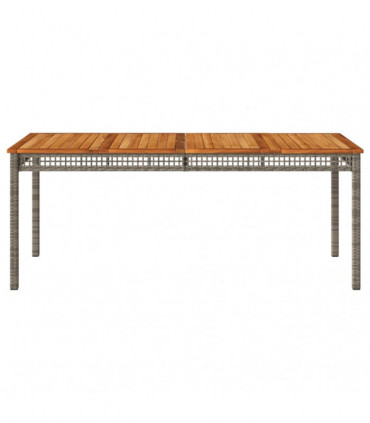 vidaXL Garden Table Grey 180x90x75 cm Poly Rattan Acacia Wood