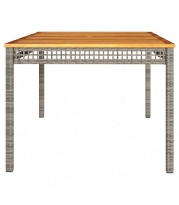 vidaXL Garden Table Grey 180x90x75 cm Poly Rattan Acacia Wood