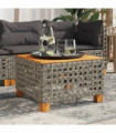vidaXL Garden Table Grey 55x55x36 cm Poly Rattan Acacia Wood