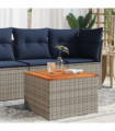 vidaXL Garden Table Grey 55x55x37 cm Poly Rattan and Acacia Wood