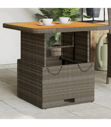 vidaXL Garden Table Grey 80x80x71 cm Poly Rattan and Acacia Wood
