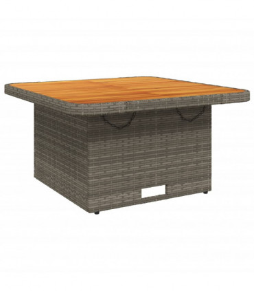 vidaXL Garden Table Grey 80x80x71 cm Poly Rattan and Acacia Wood