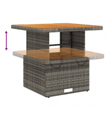 vidaXL Garden Table Grey 80x80x71 cm Poly Rattan and Acacia Wood