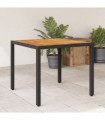 vidaXL Garden Table with Acacia Wood Top Black 90x90x75 cm Poly Rattan