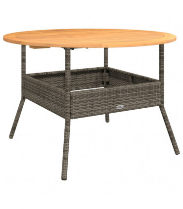 vidaXL Garden Table with Acacia Wood Top Grey Ø110x71 cm Poly Rattan