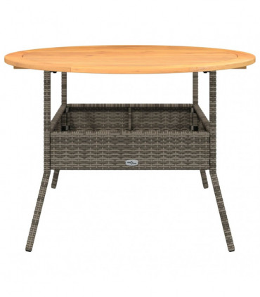 vidaXL Garden Table with Acacia Wood Top Grey Ø110x71 cm Poly Rattan