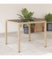 vidaXL Garden Table with Glass Top Beige 90x90x75 cm Poly Rattan