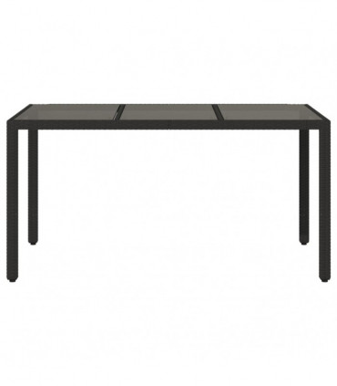 vidaXL Garden Table with Glass Top Black 150x90x75 cm Poly Rattan
