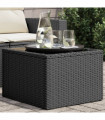 vidaXL Garden Table with Glass Top Black 55x55x37 cm Poly Rattan