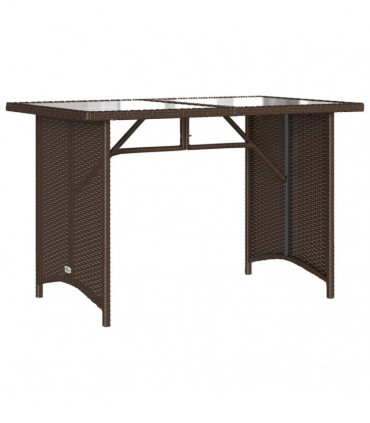 vidaXL Garden Table with Glass Top Brown 110x68x70 cm Poly Rattan